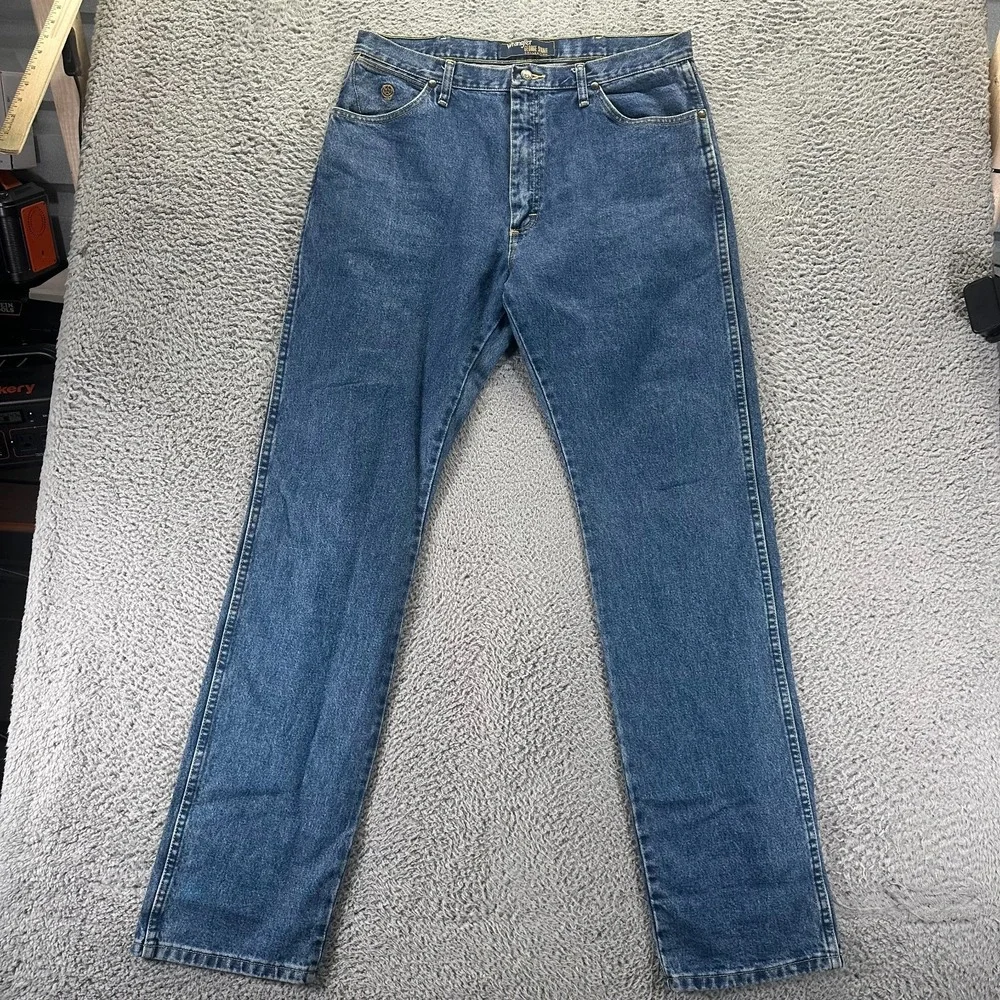 VTG Wrangler George Strait Cowboy Cut Jeans Mens 36x36 Blue Cotton Denim Tapered